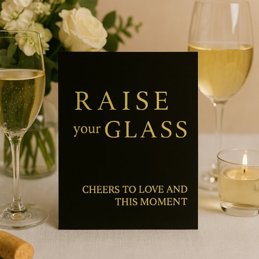 ミニマリストブラック&金ゴールド結婚のバーサイン 箔シーズンカード