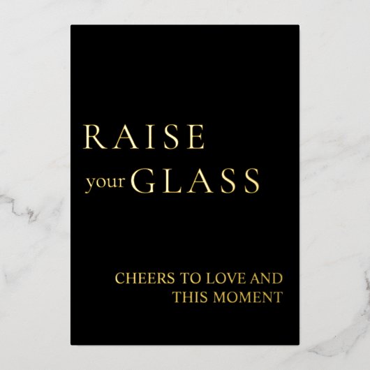 ミニマリストブラック&金ゴールド結婚のバーサイン 箔シーズンカード (正面)