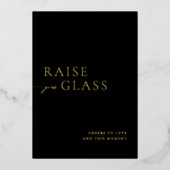 ミニマリストブラック&金ゴールド結婚のバーサイン 箔招待状 (正面)