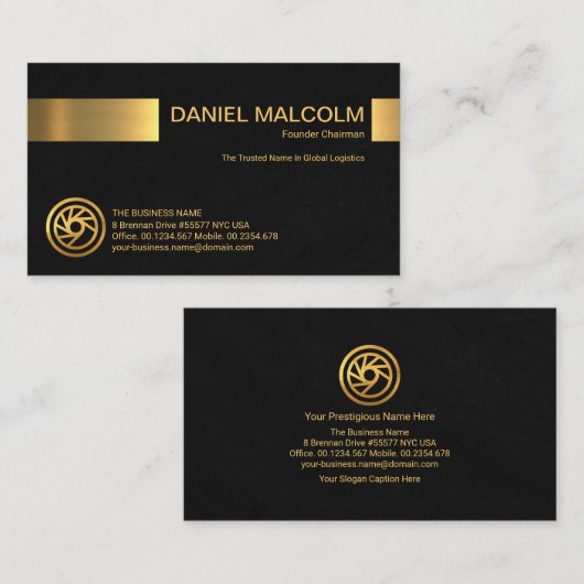 ミニマリストブラッグランジク金ゴールドストストライプア所有者 名刺 (正面/裏面)