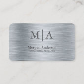 ミニマリストブラッシュドメタルシルバースタイルプロフェッショナル 名刺 (正面)