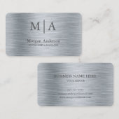 ミニマリストブラッシュドメタルシルバースタイルプロフェッショナル 名刺 (正面/裏面)