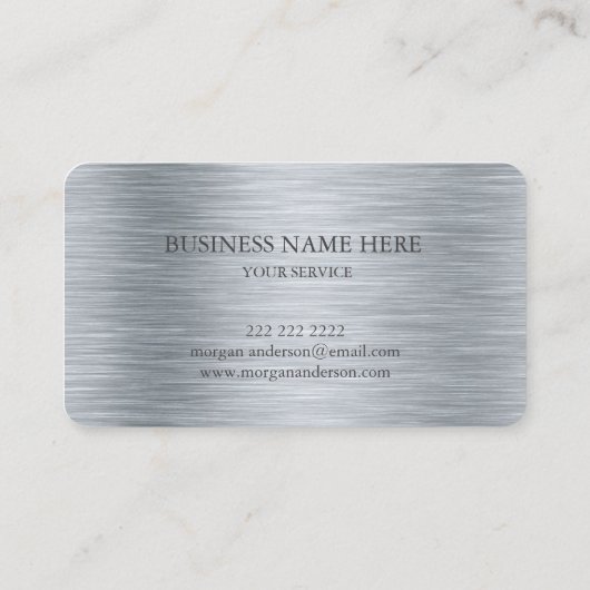 ミニマリストブラッシュドメタルシルバースタイルプロフェッショナル 名刺 (裏面)