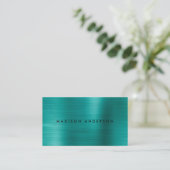 ミニマリストブラッシュドメタルティール(緑がかった色)グリーン 名刺 (スタンド正面)