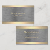 ミニマリストブラッシュドメタル金ゴールドバンディング 名刺 (正面/裏面)