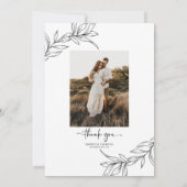 ミニマリストブランチ葉カスタムピクチャーウェディング サンキューカード (裏面)