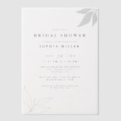 ミニマリストブランチ離れズシックブライダルシャワー ベラム紙招待状 (正面)