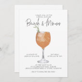 ミニマリストブランチ&ミモサカクテルブライダルシャワー 招待状 (正面/裏面)