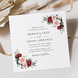 ミニマリストブルゴーニュ赤面結婚フローラズスクエア 招待状