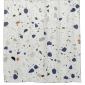 ミニマリストブルーとグレーテラゾテクスチャ シャワーカーテン (正面)