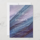 ミニマリストブルーとパープルの抽象芸術ブライダルシャワー 招待状 (正面)