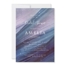 ミニマリストブルーとパープルの抽象芸術ブライダルシャワー