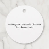 ミニマリストブルーとホワイトスノーフレークメッセージカード フェイバータグ (裏面)