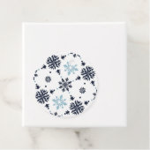 ミニマリストブルーとホワイトスノーフレークメッセージカード フェイバータグ (インサイチュ)