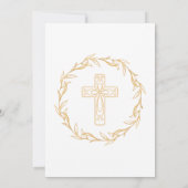 ミニマリストブルーと金ゴールドクロスバプテスマ 招待状 (裏面)