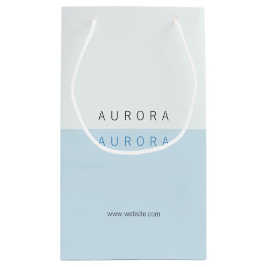 ミニマリストブルーのツートンカラービジネスカード スモールペーパーバッグ (裏面)