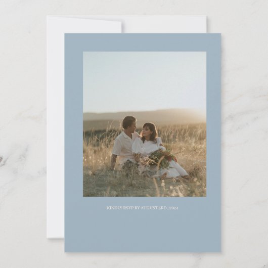 ミニマリストブルーアンドクリーム結婚式招待状 招待状 (裏面)