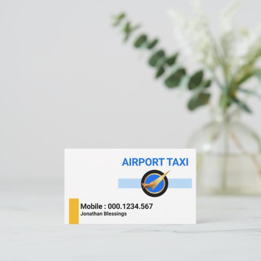 ミニマリストブルーイエロータクシーライン 名刺 (スタンド正面)
