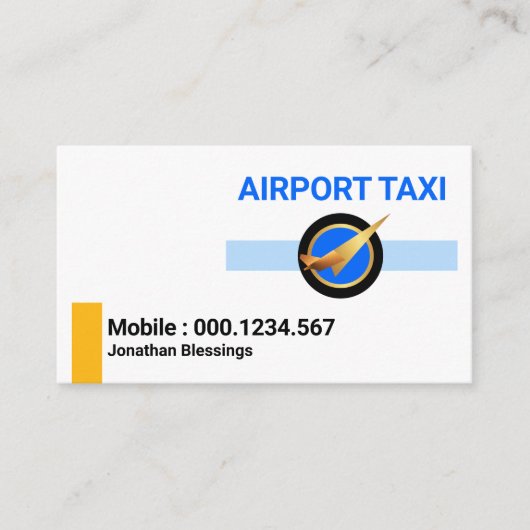 ミニマリストブルーイエロータクシーライン 名刺 (正面)