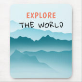 ミニマリストブルーウェーブマウンテンズ探索引用文 マウスパッド (正面)