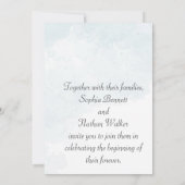 ミニマリストブルーウォーターカラー結婚式招待状 招待状 (裏面)