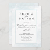 ミニマリストブルーウォーターカラー結婚式招待状 招待状 (正面/裏面)