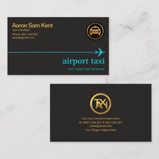 ミニマリストブルーエイプラインスカイラインタクシー運転手 名刺 (正面/裏面)