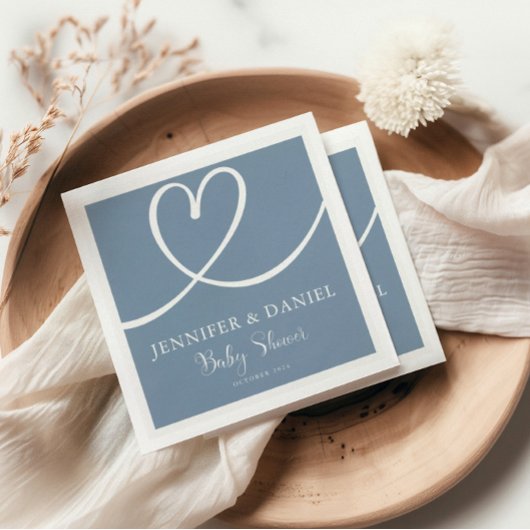 ミニマリストブルーエレガントオ赤ちゃんシャワー スタンダードカクテルナプキン