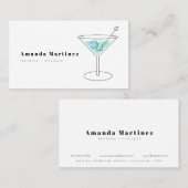 ミニマリストブルーカクテルバーテンダー混合学者 名刺 (正面/裏面)