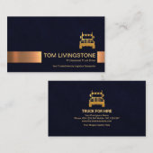 ミニマリストブルーグランジ金ゴールドトラストライプッキング 名刺 (正面/裏面)