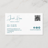 ミニマリストブルーグリーンダークQRコード名刺 名刺 (裏面)