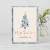 ミニマリストブルーグレー スカンディ フォト クリスマスカード (スタンド正面)