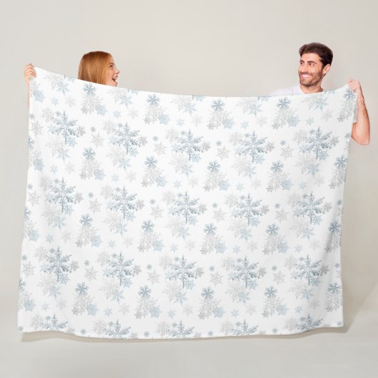 ミニマリストブルーシルバーグレーウィンターワンダーランド フリースブランケット (インサイチュ)