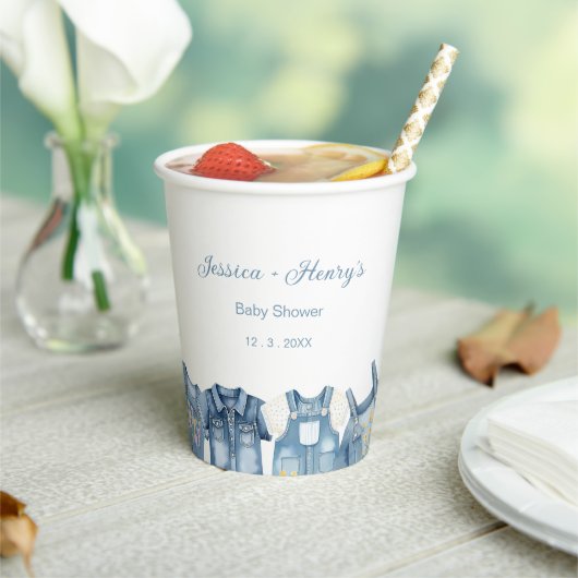 ミニマリストブルージャンベビーシャワーデニム 紙コップ (インサイチュ)