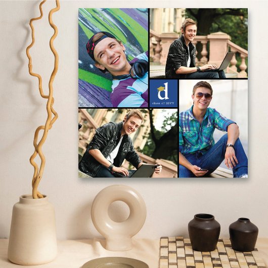 ミニマリストブルースクエアモノグラム4写真卒業 キャンバスプリント