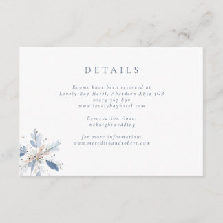 ミニマリストブルースノーフレーク冬の結婚式 エンクロージャーカード