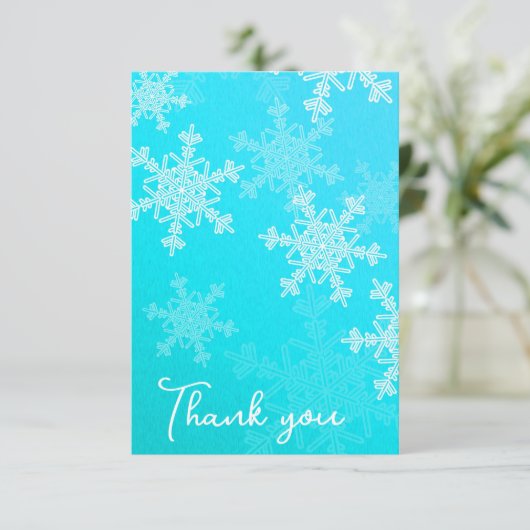 ミニマリストブルースノーフレーク赤ちゃんシャワーありがとう サンキューカード (スタンド正面)
