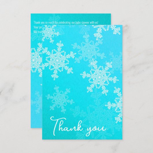 ミニマリストブルースノーフレーク赤ちゃんシャワーありがとう サンキューカード (正面/裏面)