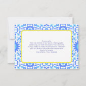 ミニマリストブルータイルイエローラインベビーシャワー サンキューカード (裏面)