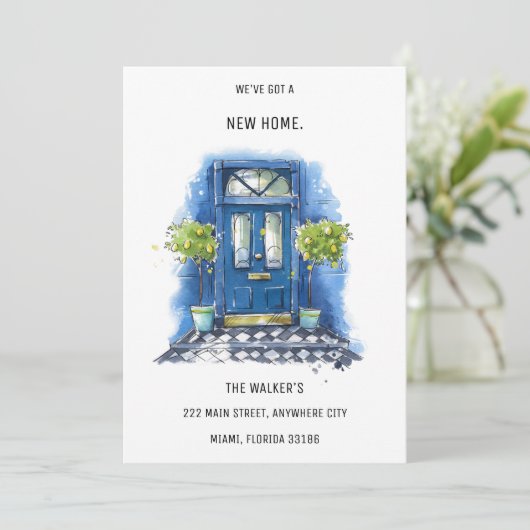 ミニマリストブルーハウスドアの移動発表 招待状 (スタンド正面)