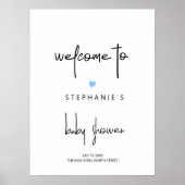 ミニマリストブルーハート男の赤ちゃんシャワーウェルカム ポスター (正面)