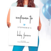 ミニマリストブルーハート男の赤ちゃんシャワーウェルカム ポスター