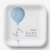 ミニマリストブルーバルーンオーボーイベビーシャワー ペーパープレート (正面)