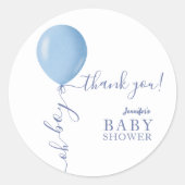 ミニマリストブルーバルーンオーボーイベビーシャワー ラウンドシール (正面)