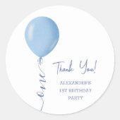 ミニマリストブルーバルーンボーイ1st誕生日パーティー ラウンドシール (正面)