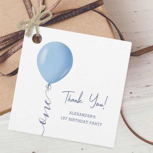 ミニマリストブルーバルーンボーイ1st誕生日 フェイバータグ