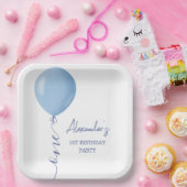 ミニマリストブルーバルーンボーイ1st誕生日 ペーパープレート (パーティー)