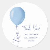 ミニマリストブルーバルーンボーイ2nd誕生日パーティー ラウンドシール (正面)
