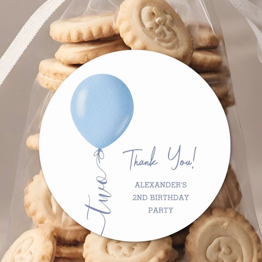 ミニマリストブルーバルーンボーイ2nd誕生日パーティー ラウンドシール