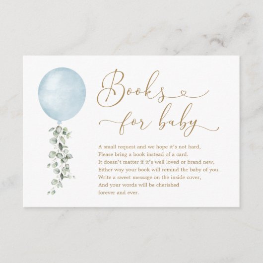 ミニマリストブルーバルーンユーカリプタスベビー エンクロージャーカード (正面)